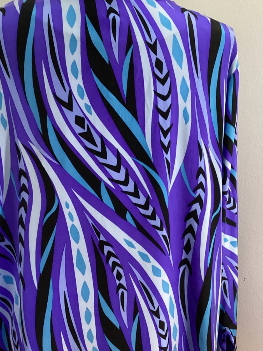 VTG BOB MACKIE WEARABLE ART PLUS 1X 100% SILK TWINSET TANK TOP TUNIC BLUE PURPLE - Picture 12 of 15